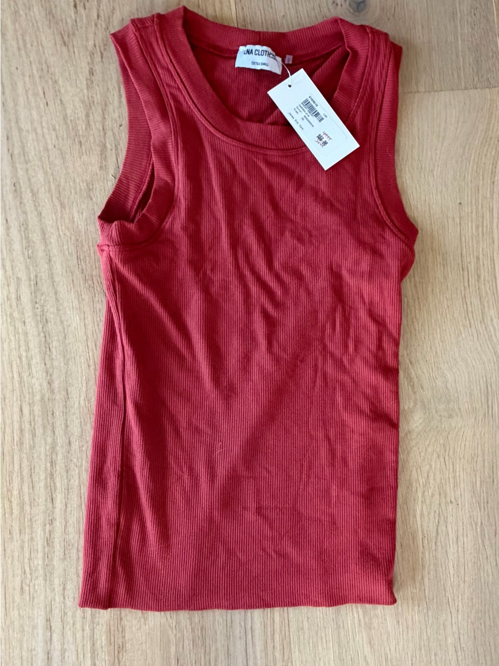 LNA from Evereve Women's Ribbed Rust-Red Tank Top